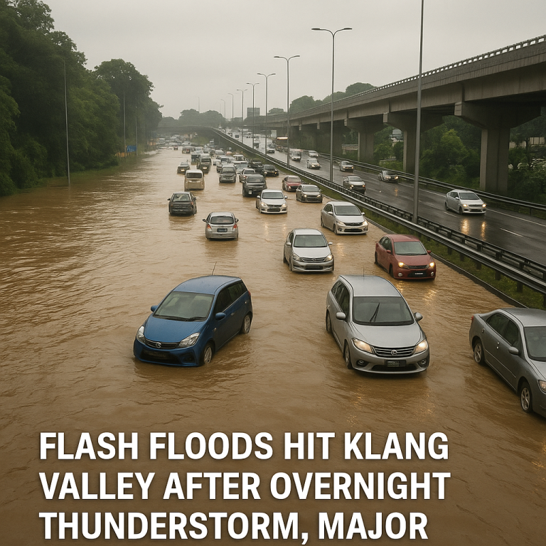 Flash Floods Paralyze Klang Valley After Nightlong Thunderstorm, Families and Motorists Affected