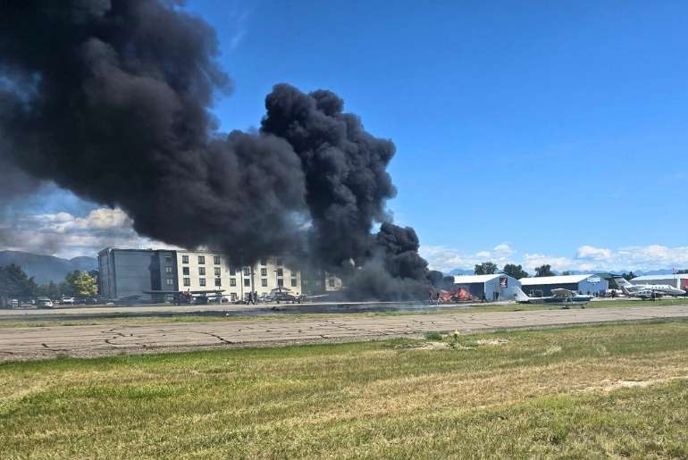 Small Plane Crashes into Parked Aircraft in Montana — Massive Fire Miraculous Survival